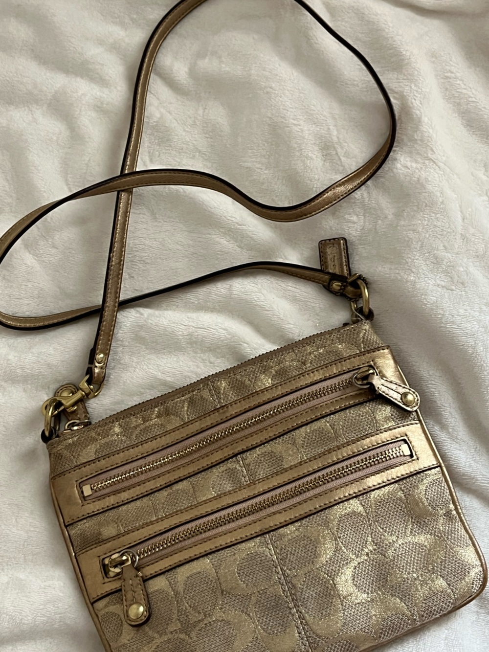 Coach Metallic Gold Quilted Crossbody Bag